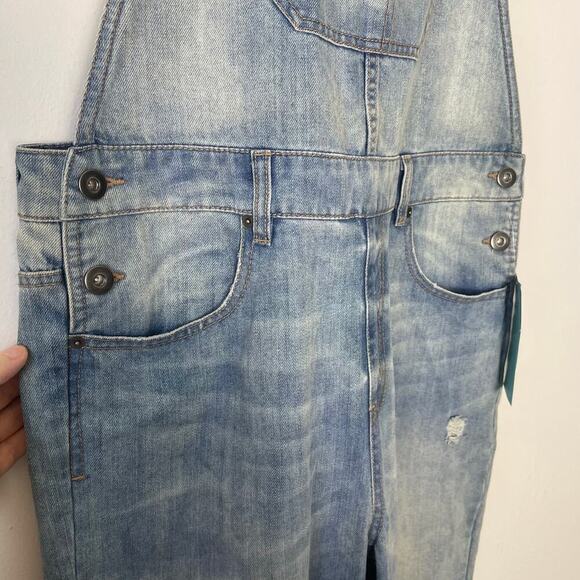 Elwood Men's Slim Destructed Denim Overalls Light Wash Size 32 - Picture 8 of 8